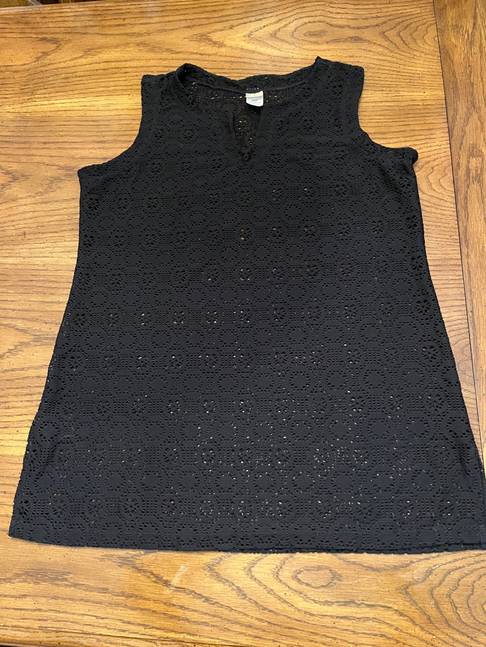 Islander Black Sleeveless Eyelet Tunic, size medium